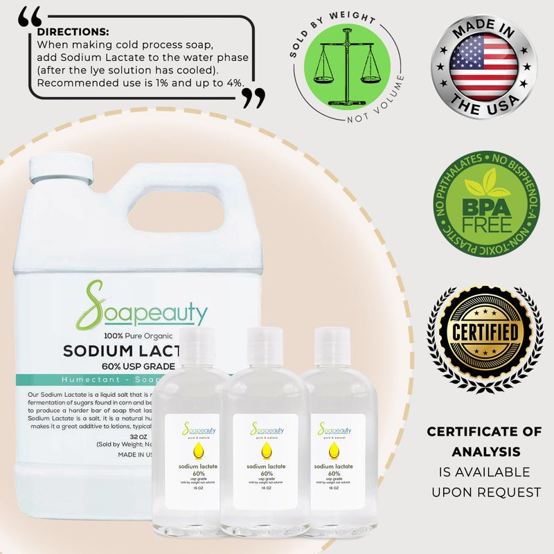 Soapeauty SODIUM LACTATE for Soap Making & Lotions | 60% USP Pure Natural Preservative | Harder Bar of Soap  Bigger Yield  Faster Cure Time  Provides Moisture | 16 oz - Image 5
